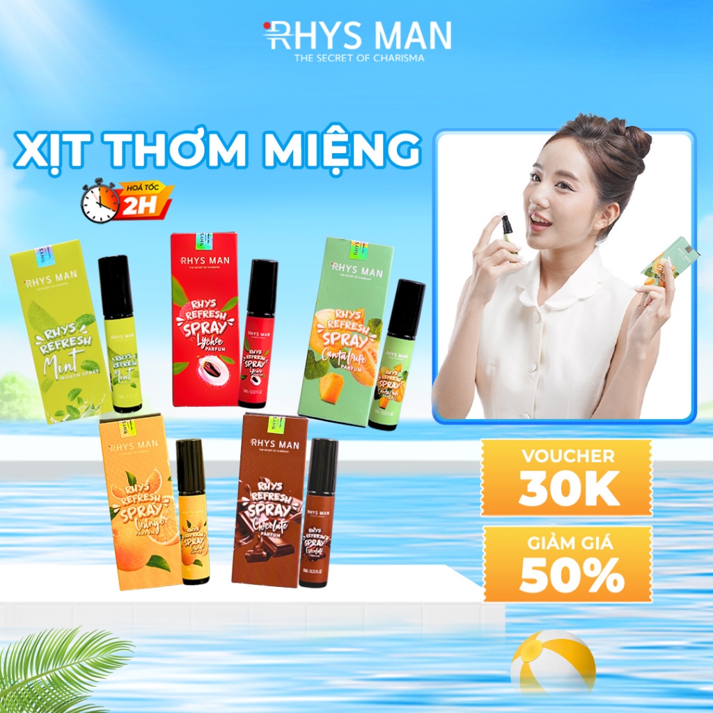 Xịt Thơm Miệng Rhys Refresh Spray Hương Trái Cây The Mát RHYS MAN 10ml