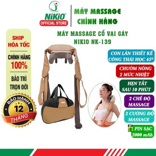 Máy massage cổ vai gáy Nikio NK-139 - Pin sạc, xoa bóp day ấn kết hợp nhiệt nóng. Tặng túi xách