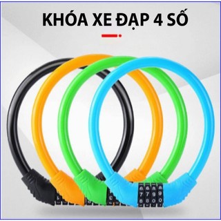 Khoá xe đạp 4 số chống trộm mật mã, khoá dây lõi thép chống cắt an toàn hàng chính hãng