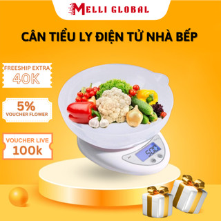 Cân Tiểu Ly Điện Tử Mini Nhà Bếp Melli, Cân Thực Phẩm Từ 1g Đến 5kg Độ Chính Xác Cao Tặng Kèm Pin AAA