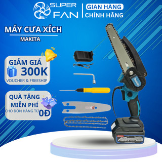 Máy Cưa Xích SUPERFAN 199V, Máy Cưa Xích Cầm Tay Lam Xích Dài 18cm , Lõi Đồng 100%-BẢO HÀNH 12 THÁNG