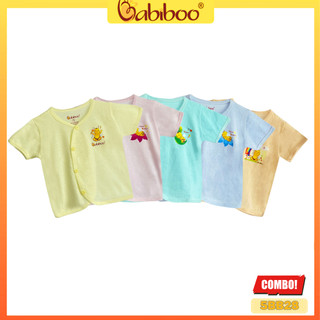 Áo sơ sinh BABIBOO áo cổ tim cotton mềm mịn, an toàn cho bé(3kg-12kg)-  5BB28 (set 5 áo /5 màu)