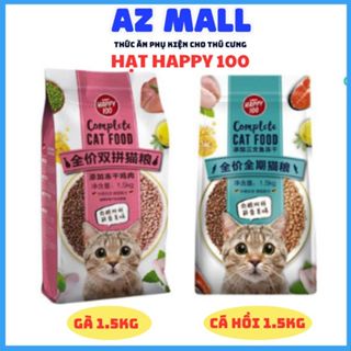 Hạt cho mèo Wanpy Happy 100, Hạt Wanpy mix thịt gà, cá hồi sấy cho mèo - Túi 1,5kg&Túi chiết 1Kg