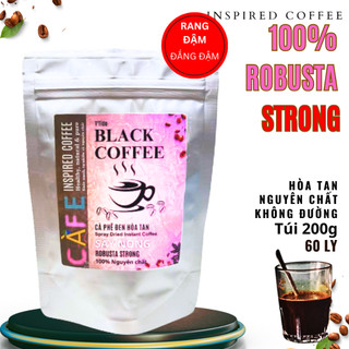 Cà phê hòa tan nguyên chất BlackCoffee Strong, cafe đen hòa tan 100% Robusta rang đậm, đắng đậm