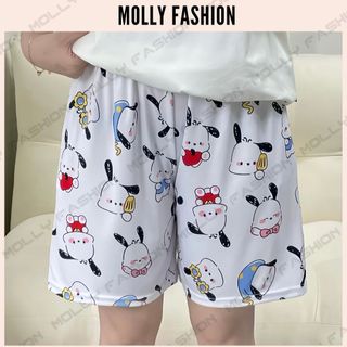 Quần đùi nam hoạt hình CÚN TRẮNG quần short nữ Bigsize ống rộng mặc nhà đi biển Molly Fashion
