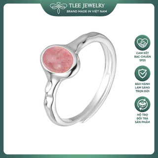 Nhẫn bạc nữ tlee, nhẫn dâu hồng xinh xắn tlee jewelry