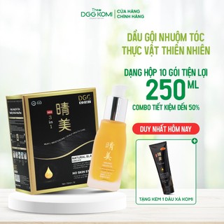 Combo dầu gội nhuộm tóc dggkomi việt nam hộp 10 gói x 25ml và dầu dưỡng tóc ngăn ngừa xơ rối 50ml