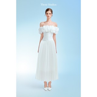 THOSE STUDIOS Váy trễ vai dập ly dáng dài sang trọng, nhẹ nhàng Alana Dress