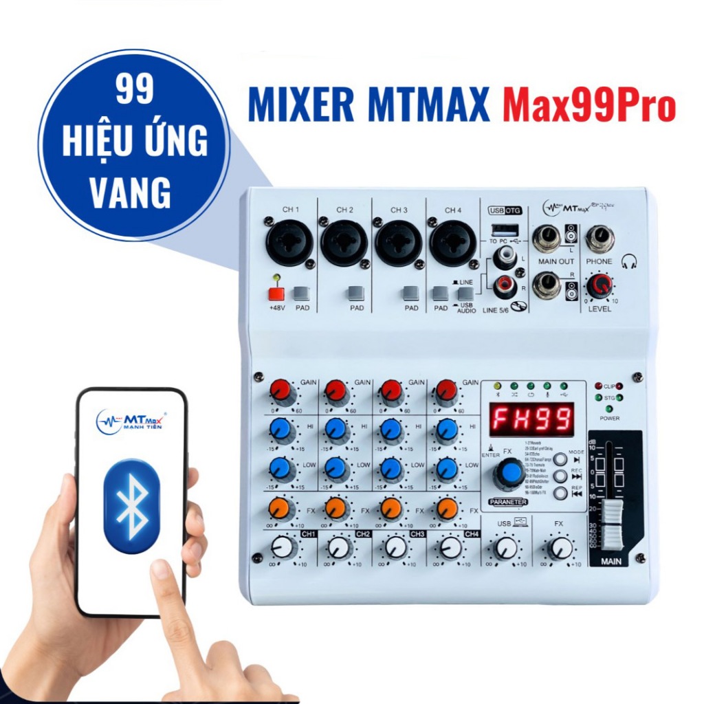 Mixer E4 Bluetooth 88 Hiệu Ứng Âm Thanh, Mẫu Mới Nhất, Chuyên Karaoke, Thu Âm, Livestream