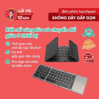 Bàn Phím Touchpad Không Dây Gấp Gọn, Kết nối Bluetooth, tích hợp chuột Touchpad