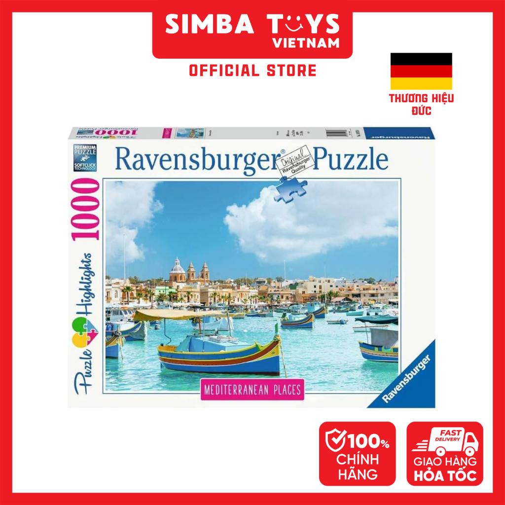 Đồ Chơi Xếp Hình 1000 Mảnh RAVENSBURGER Medierranean Malta Jigsaw Puzzle 149780 - Simba Toys Vietnam