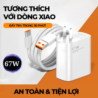 Cục sạc nhanh XM 67W QC4.0 cáp sạc 6A USB to Type-C sạc ổn định phù hợp cho các dòng Re note Mi