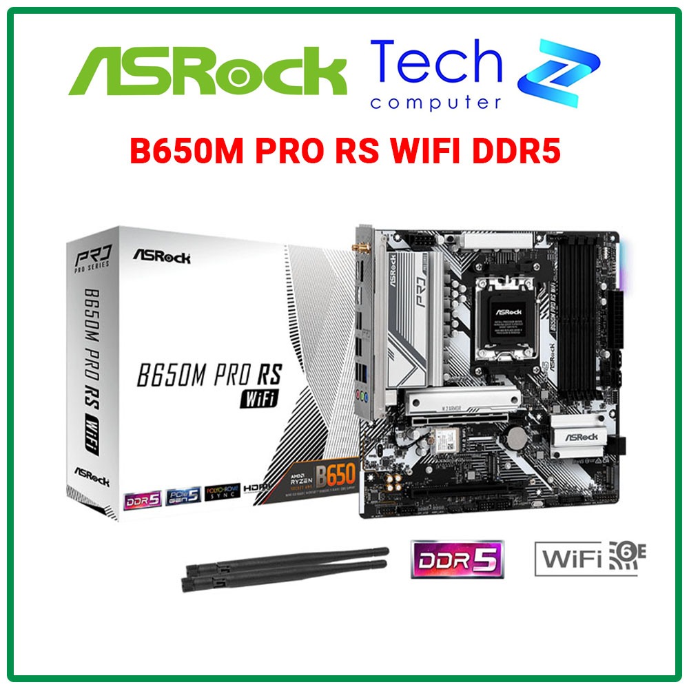 Mainboard ASRock B650M Pro RS WiFi – Socket AM5 – DDR5 – Micro-ATX – Hỗ Trợ Ryzen 7000 / 8000 Series