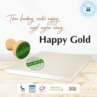 Nệm Cao Su Kim Cương Happy Gold  cấu tạo 01 mặt lỗ tròn và 01 mặt lỗ vuông, Hàng chính hãng, Bảo Hành 12 Năm