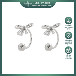  Khuyên tai bạc nữ TLEE nơ dáng cong chốt vặn nữ tính TLEE JEWELRY B0103 
