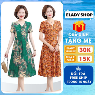 Đầm Trung niên cho mẹ AD1040 , Váy trung niên tặng mẹ sang trọng vải thun lạnh 3D co dãn 4 chiề