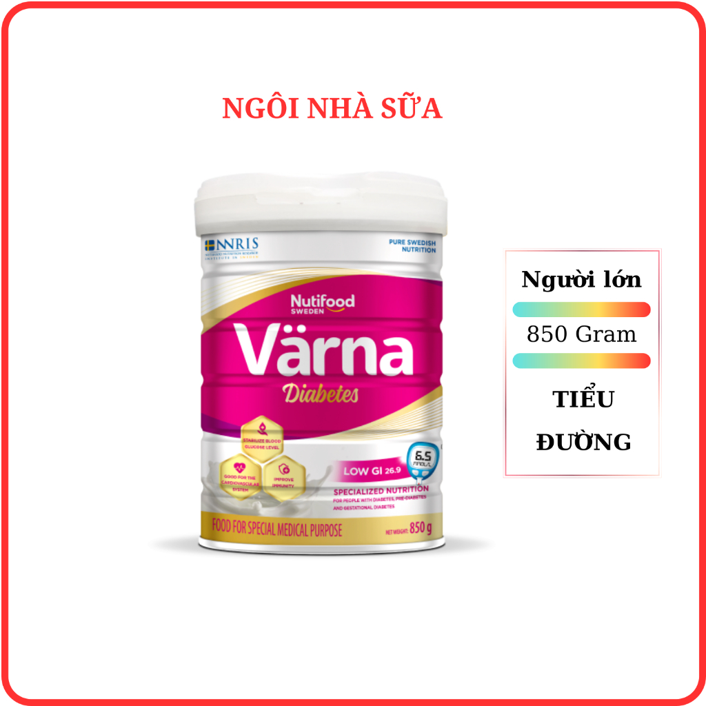 [HSD-2026] Sữa Varna Nutifood Diabetes, Sữa Varna Diabetes  850g cho người đái tháo đường ngôi nhà s