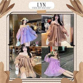 VÁY BABYDOLL BẸT VAI TIỂU THƯ TAY BỒNG DÁNG NGẮN PHỐI NƠ XINH PEONY