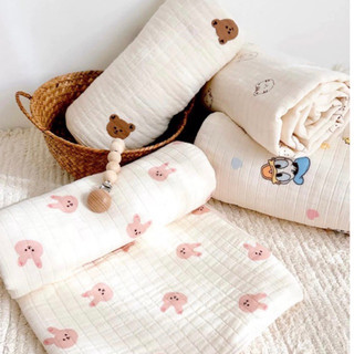 vải xô trần bông cotton xuất hàn 3 lớp xịn xò,dày dặn,mềm mại may chăn,gối,khăn ủ cho bé