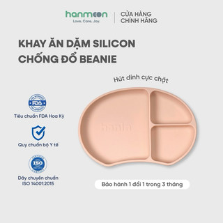 Khay ăn dặm Silicon chống đổ đế hút chân không cao cấp Beanie cho bé - Thương hiệu Hanin Baby - Có kiểm định