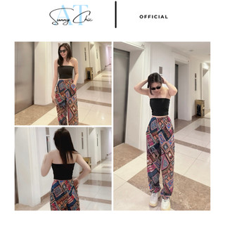 Quần lanh dài ống suông thổ cẩm