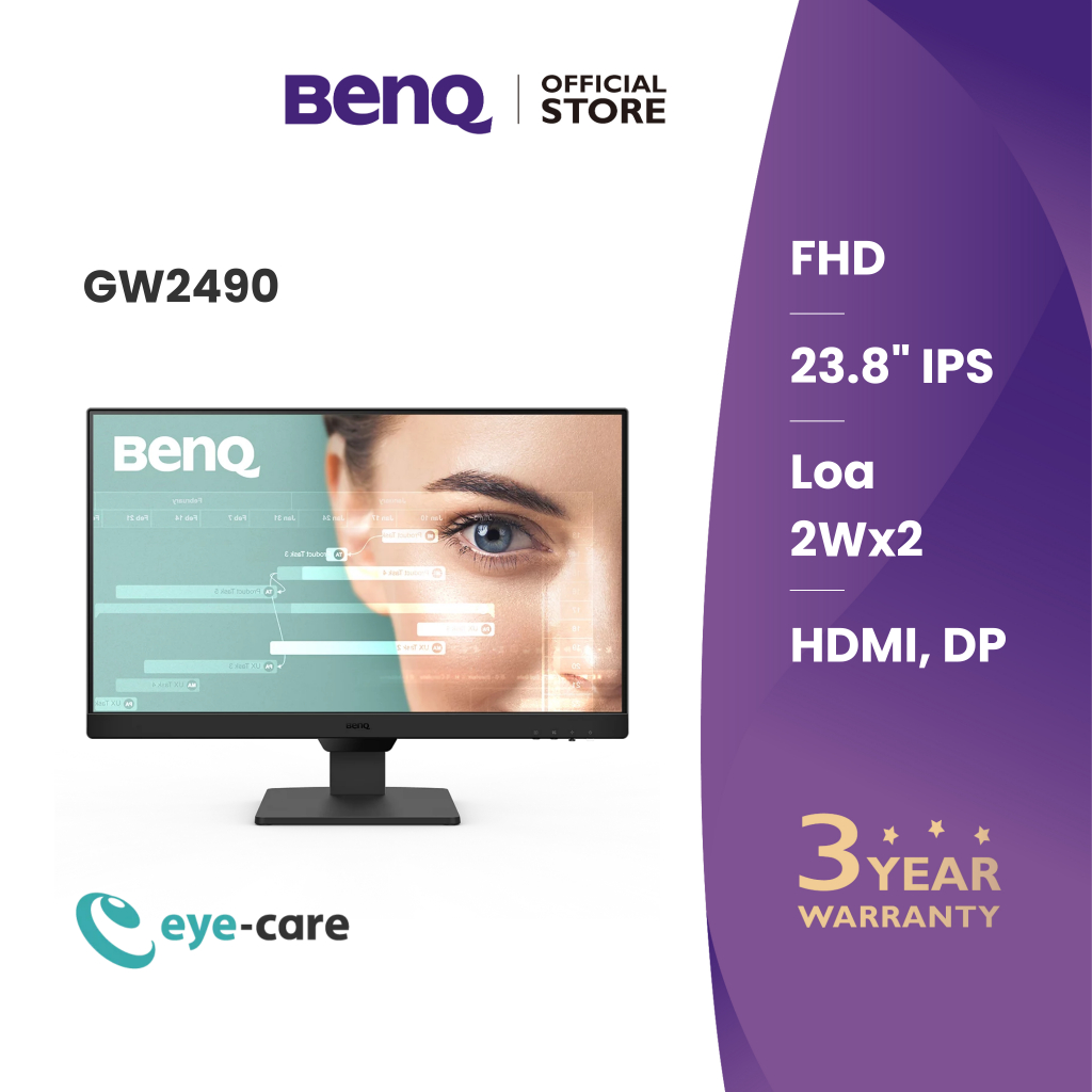 BenQ GW2490_Màn hình máy tính _ bảo vệ mắt 24 inch 1080p IPS 100Hz phù hợp làm việc và giải trí