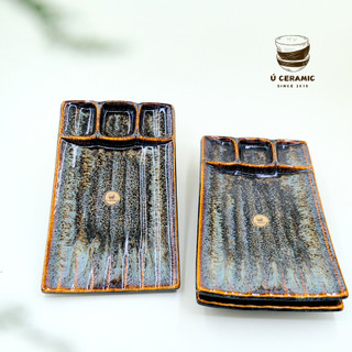Dĩa 3 Ngăn Gốm Sứ. Ú CERAMIC