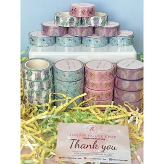 Washi tap 1.5cm x 10m hoạt tiết sáng tạo dể thương, trang trí sổ tay, băng dính