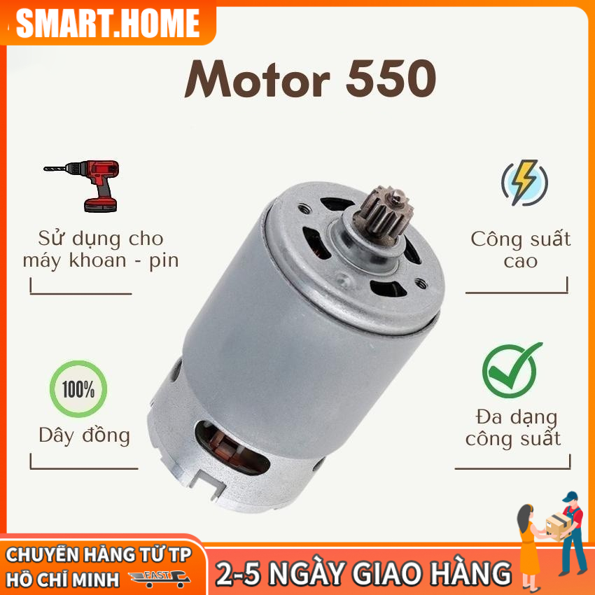 【🔥Free ship🔥】Motor 550 RS550 12 Răng của máy khoan pin (có sẵn 12V - 21V)