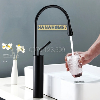 Vòi lavabo Nóng Lạnh đồng thau cao cấp - Vòi Thiên Nga Đen xoay 360