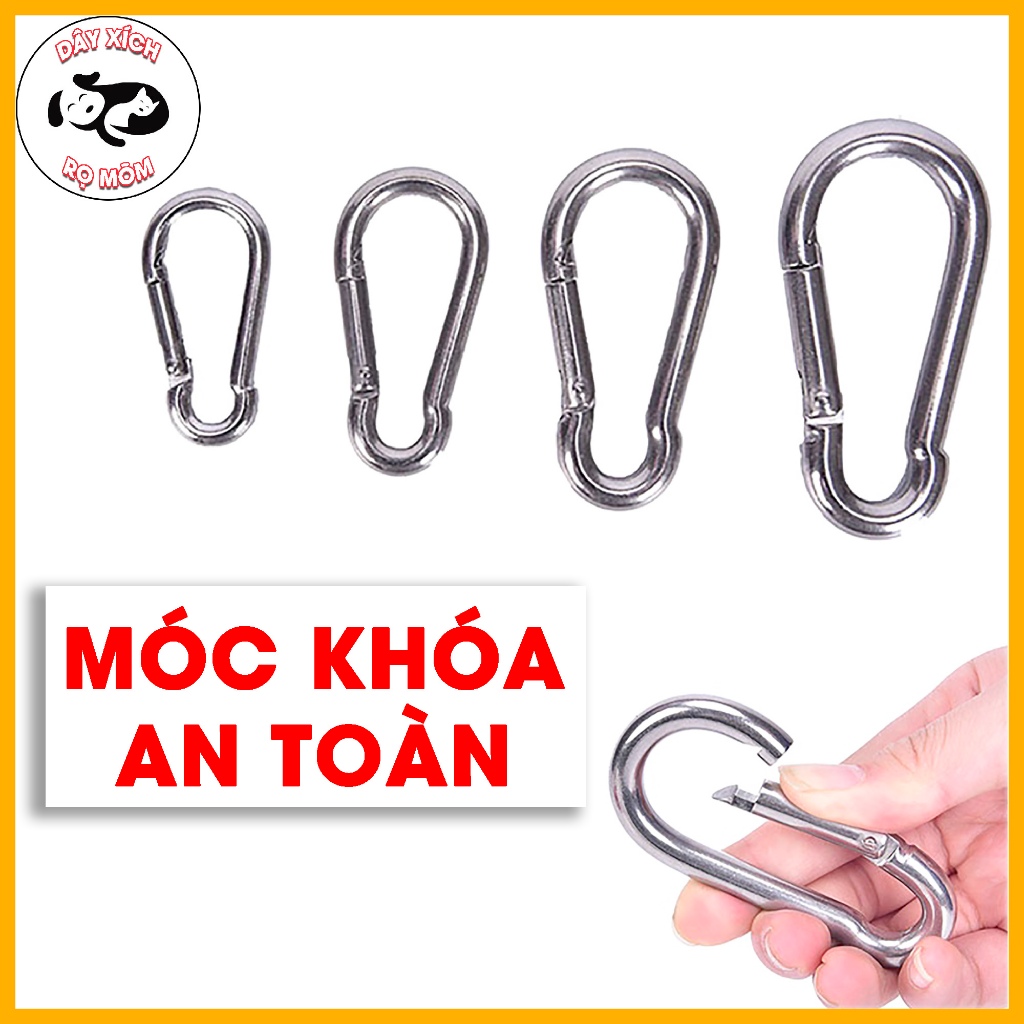 Set 10 Móc khóa Carabiner chất liệu thép mạ kẽm – Móc khóa đa năng có chống trượt an toàn 4 kích cỡ