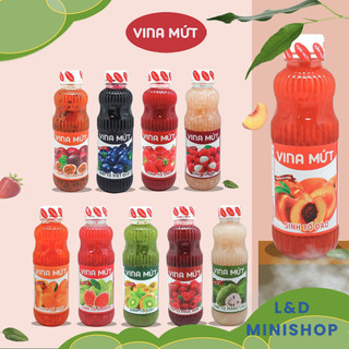 Sinh Tố Trái Cây Vina Mứt Chai 1 Lít: Đào, Dâu, Nho, Việt Quất, Kiwi, Xoài, Ổi, Thơm....