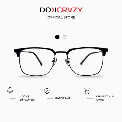Gọng kính DOKCRAZY STONE Form Basic Clubmaster Chống ánh sáng xanh, tia UV400, cắt cận thoải mái, Hợp Kim Bọc Nhựa