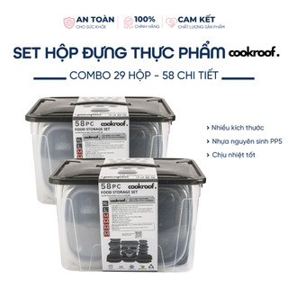 Combo 2 Bộ 29 Hộp Đựng Thực Phẩm COOKROF, Hộp Đựng Thực Phẩm COOKROOF Chất Liệu Nhựa PP5 Dùng Được Cho Lò Vi Sóng