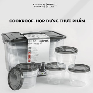 Hộp đựng thực phẩm COOKROOF, Bộ 29 hộp đựng thực phẩm 6 Size kèm nắp nhựa PP5 dùng được cho lò vi sóng, tủ lạnh