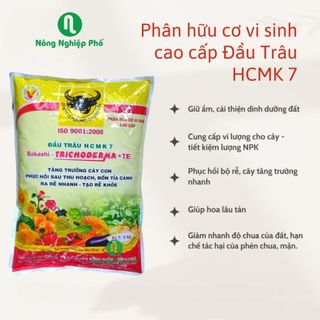 Phân hữu cơ Đầu Trâu HCMK7 Trichoderma + TE - Túi 5kg - Nông Nghiệp Phố