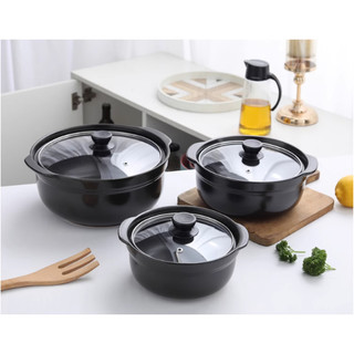 LOẠI TỐT- Nồi đất sứ PAN DHS lòng sâu tráng men nắp kính chống dính nhiều kích thước, chịu nhiệt tốt