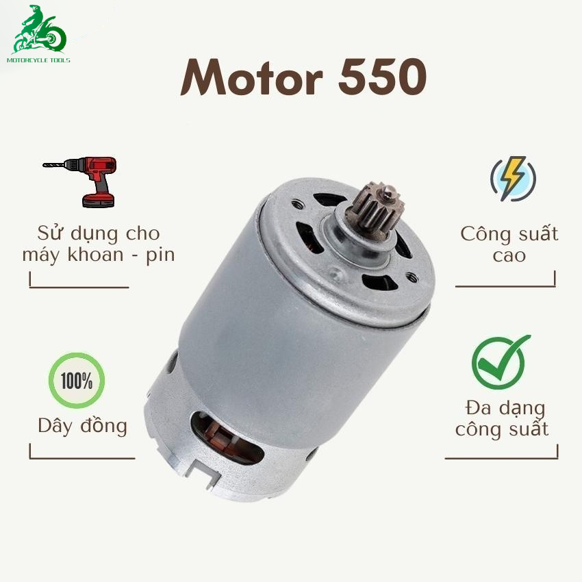 [🔥Giảm giá]Motor 550 RS550 12 Răng của máy khoan pin (có sẵn 12V - 21V)