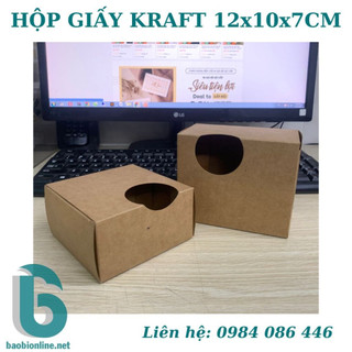 Hộp giấy kraft kích thước 12x10x7 cm | phù hợp đựng hoa quả khô, hạt | giá rẻ- baobionline