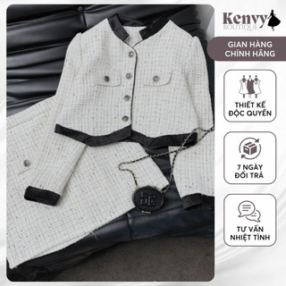 Bộ Dạ Tweed Kenvy BOUTIQUE Áo Hai Lớp Phong Cách Thanh Lịch Đơn Giản N29