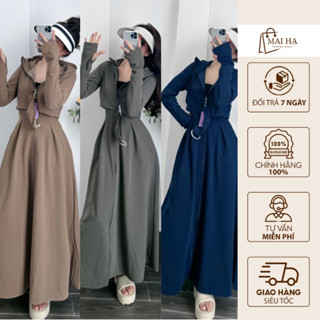 Áo Khoác Chống Nắng Toàn Thân 2 Lớp Vải Umi Cotton Dày Hàn Dáng Dài Chống Tia UV  Co Giãn 4 Chiều