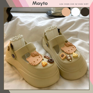  Dép nữ dép sục Mayto form Mary Jane kèm set Sticker mèo hello kiểu sandal quai hậu CS-83 