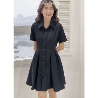 TDT4 - Đầm Sơ Mi Dáng Xòe Cột Nơ Lưng Size S M Vải Lụa DIVA DRESS