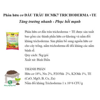 Phân hữu cơ Đầu Trâu HCMK7 Trichoderma + TE - Túi 1kg - Nông Nghiệp Phố