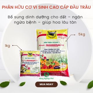 Phân hữu cơ Đầu Trâu HCMK7 Trichoderma + TE - Túi 1kg - Nông Nghiệp Phố