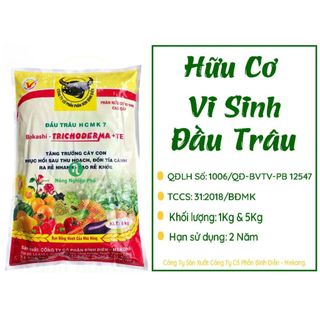 Phân hữu cơ Đầu Trâu HCMK7 Trichoderma + TE - Túi 1kg - Nông Nghiệp Phố
