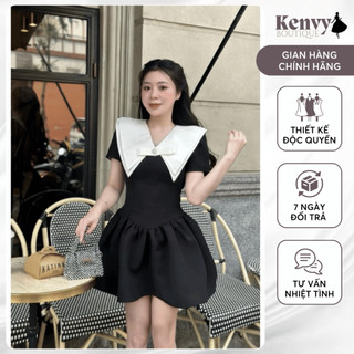 Đầm Nữ Thiết Kế Kenvy BOUTIQUE Phối Cổ Vát Đính Nơ Tiểu Thư Váy Nữ Tay Ngắn N86