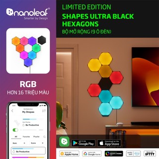 Đèn LED RGB lắp ghép thông minh Nanoleaf Shapes Ultra Black Lục Giác 9 ô đèn