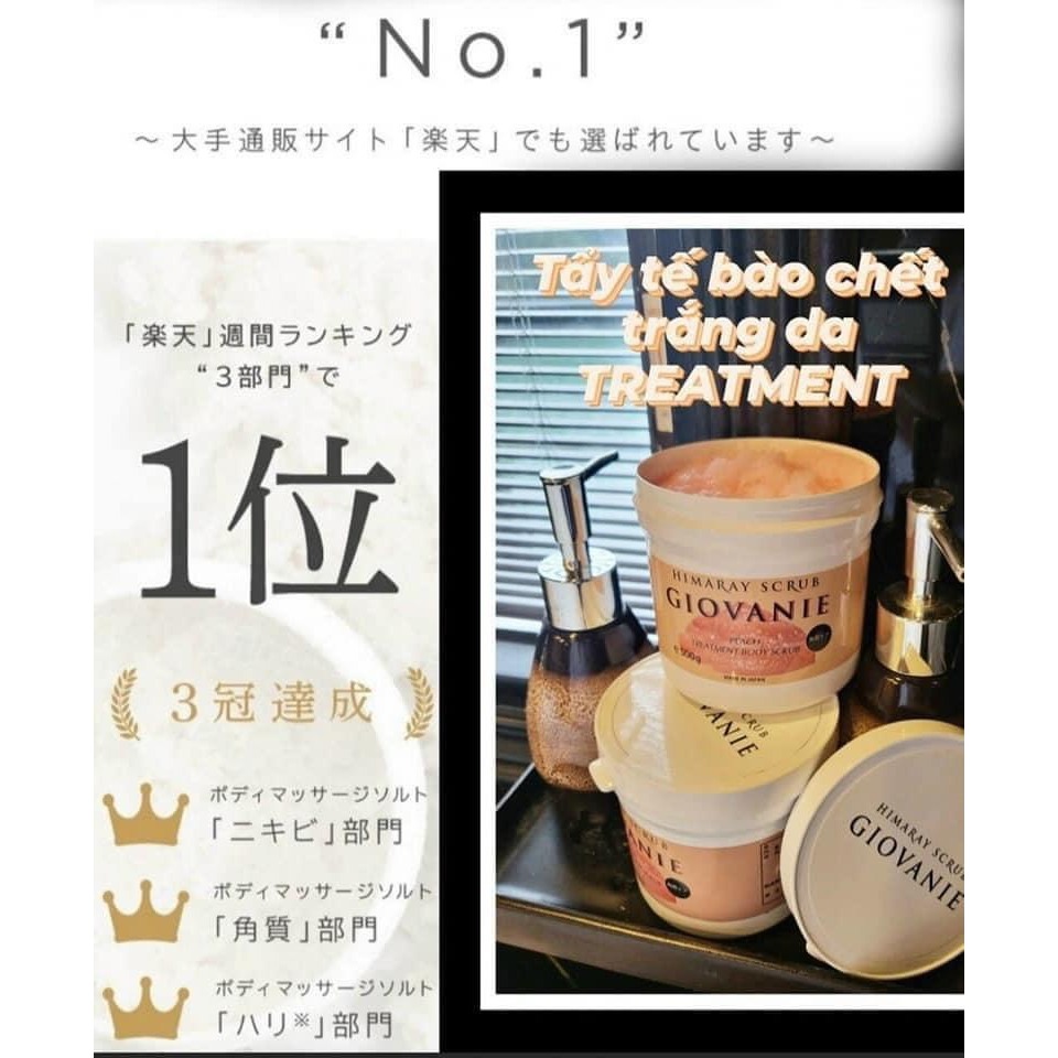 Tẩy tế bào chết Body Giovanie Himaray Scrub Nhật Bản giúp làm sạch da loại bỏ tế bào chết dưỡng trắng da