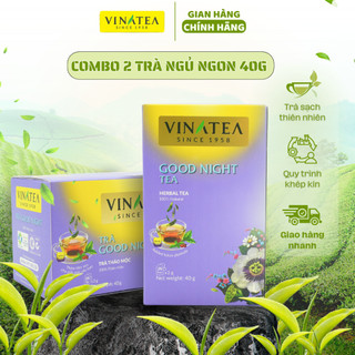 Combo 2 trà ngủ ngon GoogNight 40g, trà túi lọc hộp 20 túi, trà thảo mộc tốt cho sức khoẻ Vinatea
